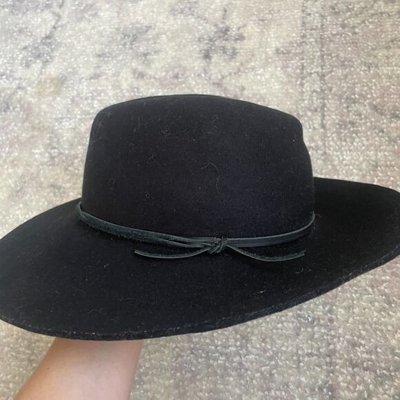 Phenix Wool Felt Leather Trim Fedora Hat Black One Size main image 5